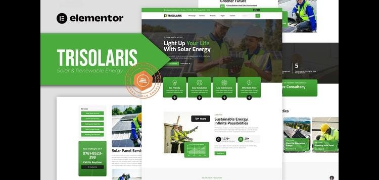 Item cover for download Trisolaris - Solar & Renewable Energy Elementor Template Kit