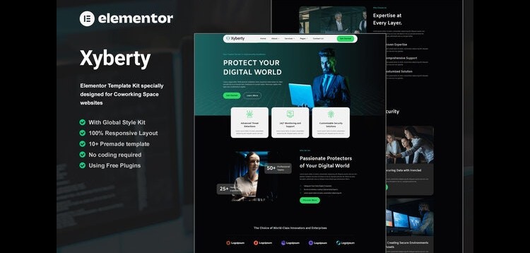 Item cover for download Xyberty - Cyber Security Elementor Template Kit