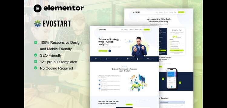 Item cover for download Evostart - Tech Startup Company Elementor Pro Template Kit