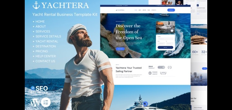 Item cover for download Yachtera - Yacht Club & Boat Rental Elementor Template Kit