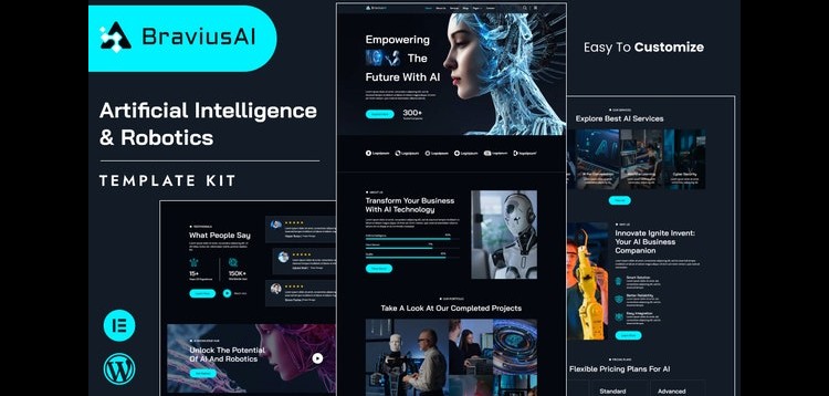 Item cover for download BraviusAI – AI & Robotics Elementor Template Kit