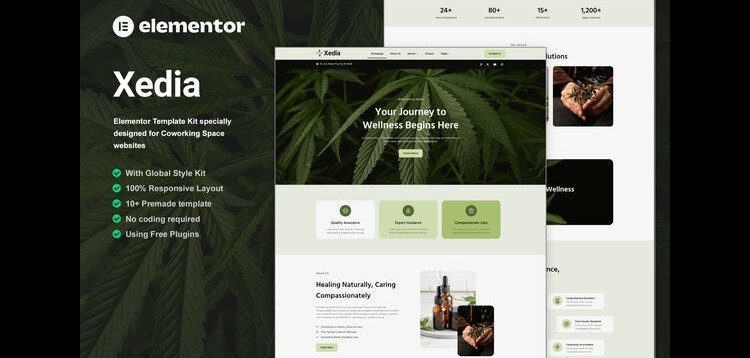Item cover for download Xedia - Medical Marijuana Elementor Template Kit