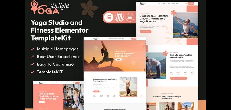 Item cover for download Yoga Delight - Yoga Studio & Fitness Elementor Template Kit