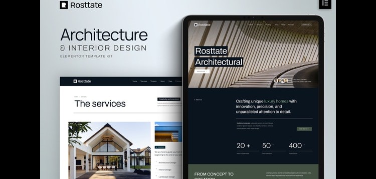 Item cover for download Rosttate - Architecture & Interior Design Elementor Template Kit