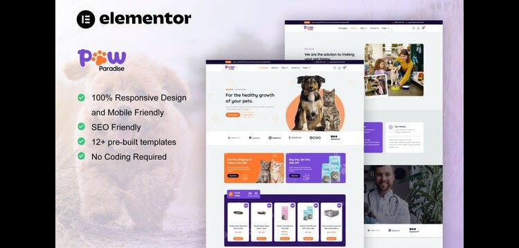 Item cover for download PawParadise - WooCommerce Pet Shop Elementor Template Kit
