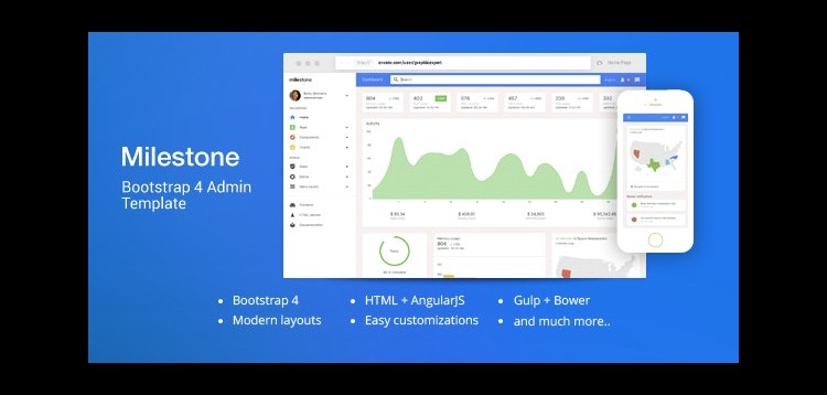 Item cover for download Milestone - Bootstrap 4 Dashboard Template