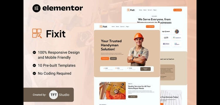 Item cover for download Fixit - Handyman Services Elementor Template Kit