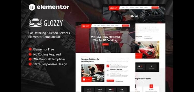 Item cover for download Glozzy - Car Detailing & Repair Service Elementor Template Kit
