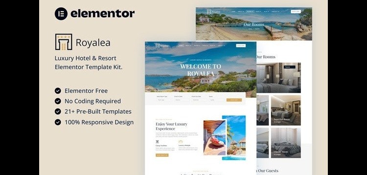 Item cover for download Royalea - Luxury Hotel & Resort Elementor Template Kit