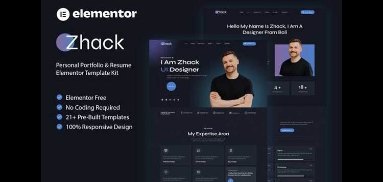 Item cover for download Zhack - Personal Portfolio & Resume Elementor Template Kit