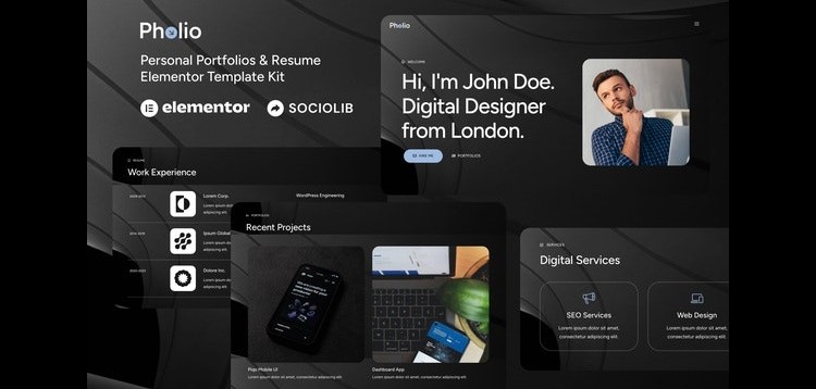 Item cover for download Pholio - Personal Portfolios & Resume Elementor Template Kit