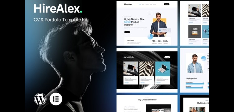 Item cover for download HireAlex - CV & Portfolio Elementor Template Kit