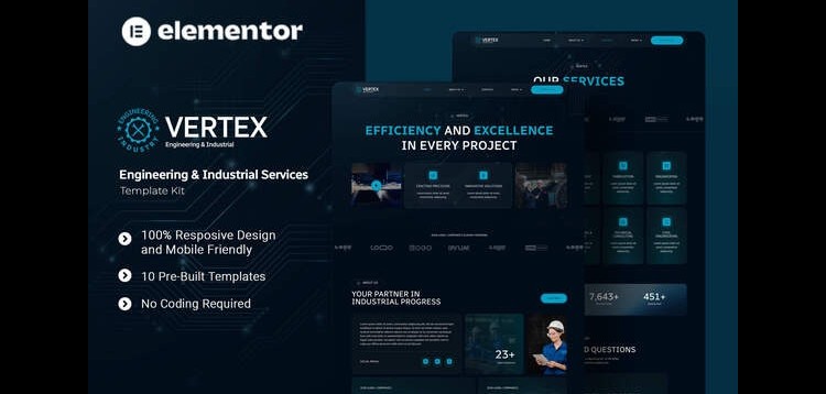 Item cover for download Vertex - Engineering & Industrial Services Elementor Template Kit