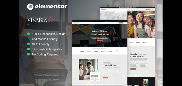 Item cover for download Vivabiz - Feminine Business Coaching Elementor Template Kit
