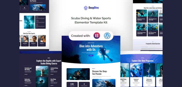 Item cover for download Deepdive - Scuba Diving & Water Sports Elementor Template Kit