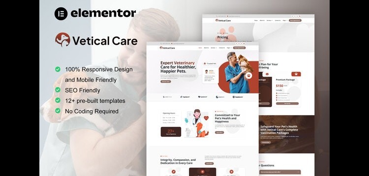 Item cover for download VeticalCare - Veterinary & Pet Care Elementor Pro Template Kit