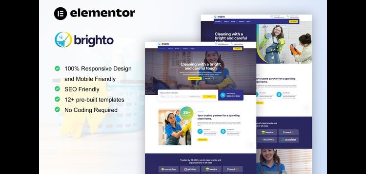 Item cover for download Brighto - Cleaning Service Company Elementor Pro Template Kit