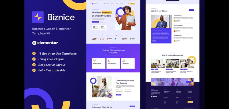 Item cover for download Biznice - Business Coach Elementor Template Kit
