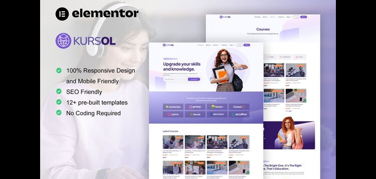 Item cover for download Kursol - Online Course & Education Elementor Pro Template Kit