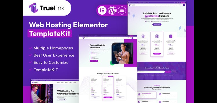 Item cover for download TrueLink - Web Hosting Elementor Template Kit