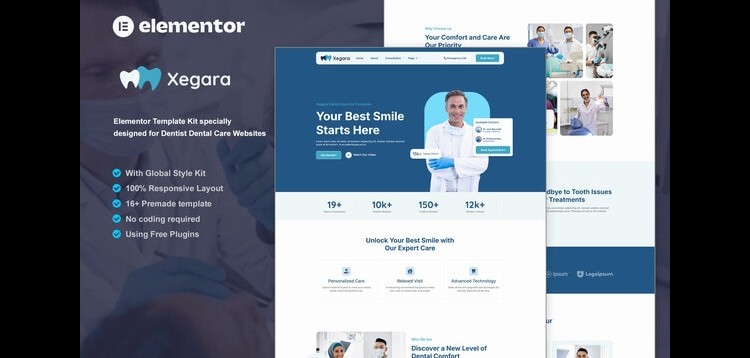 Item cover for download Xegara - Dentist Dental Care Elementor Template Kit
