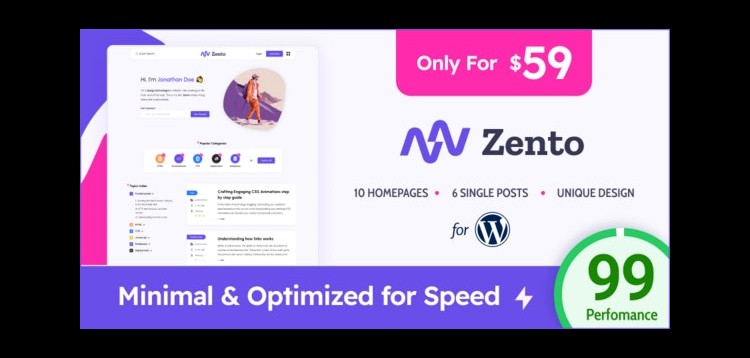 Item cover for download Zento - Modern & Lightweight Blog for WordPress