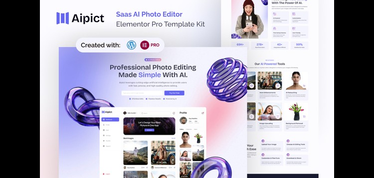 Item cover for download Aipict - Saas AI Photo Editor Website Elementor Pro Template Kit