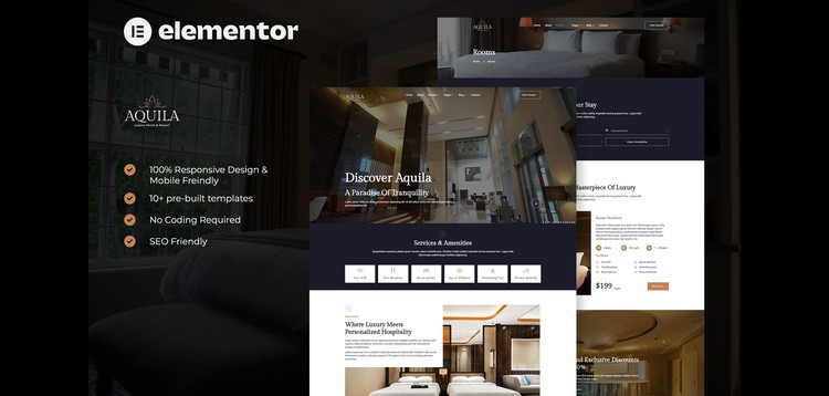 Item cover for download Aquila - Luxury Hotel & Resort Elementor Template